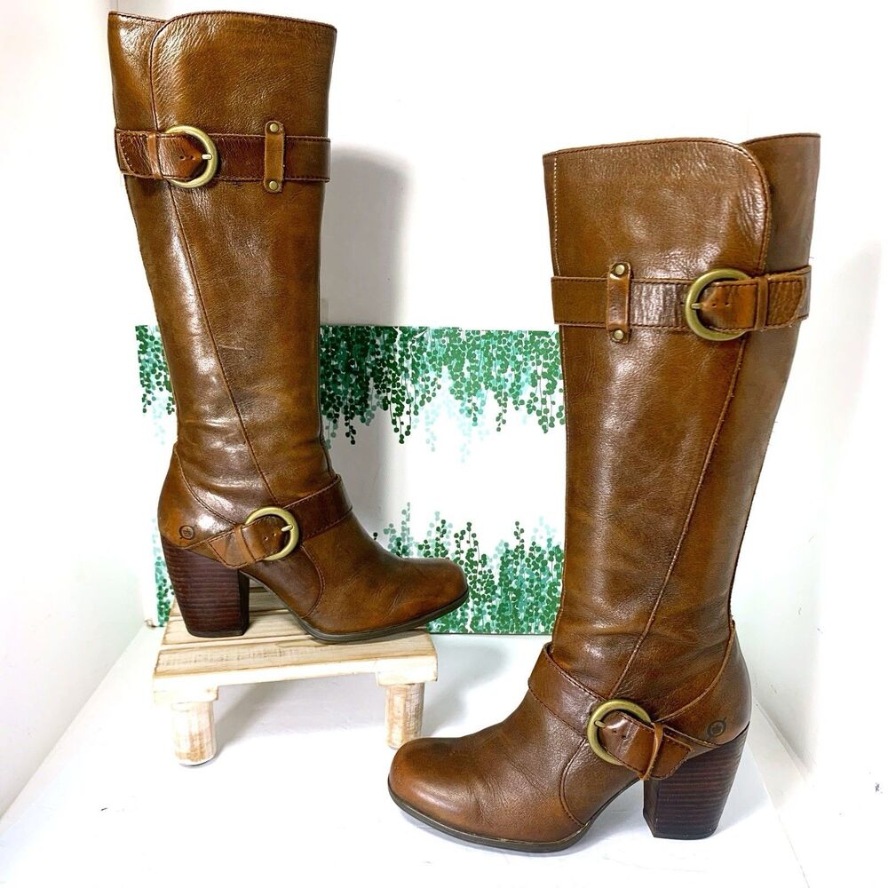 Born Signature Crown Iselle Boots Women's Size 7/38 US Burnished Leather Buckles